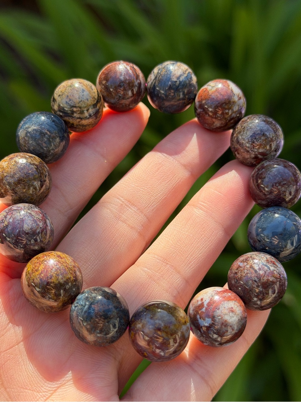 15mm stretchable‎ chunky pietersite bracelet 1614